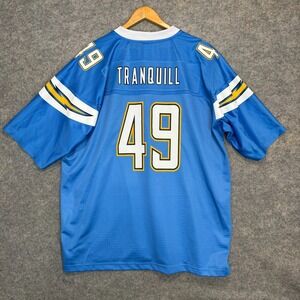 VTG Reebok San Diego Chargers Drue Tranquill Jersey Mens 2XL Pro Line #49 Blue